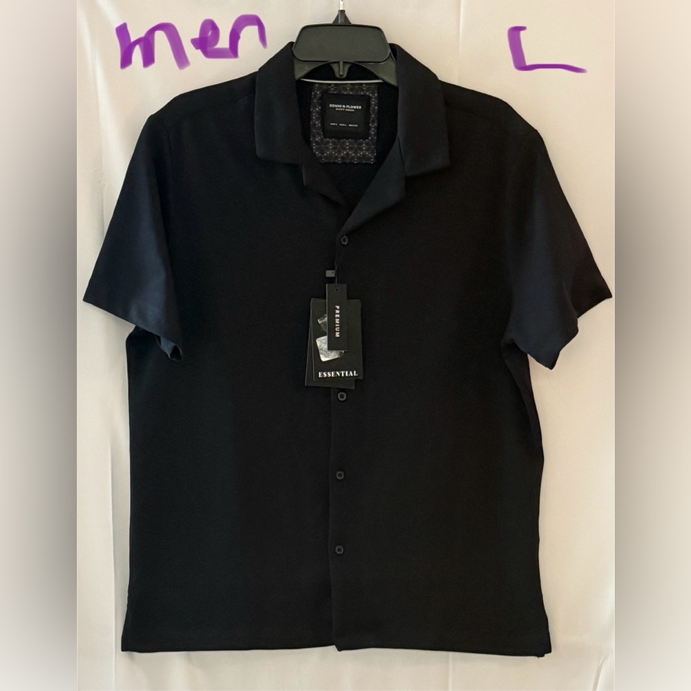 Denim & Flower Men's Black Button Down Shirt